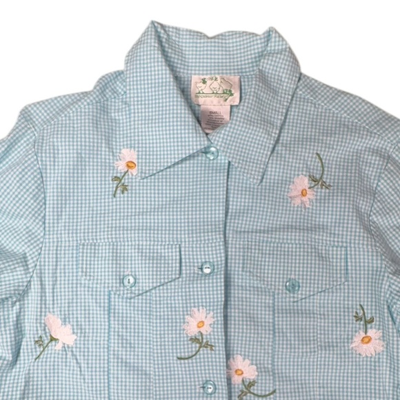 Quacker Factory Women’s Small Blue Gingham Embroidered Floral Jacket Cottage0036 - Picture 6 of 8